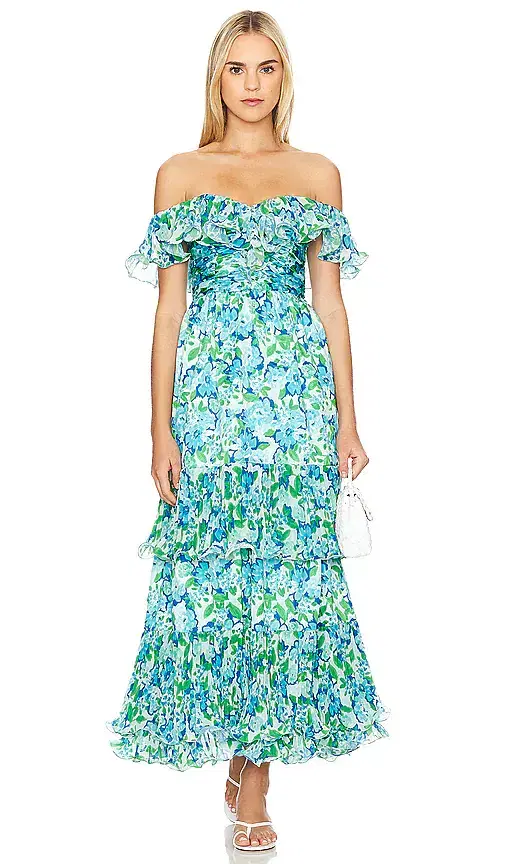 AMUR Pia Pleated Midi Dress