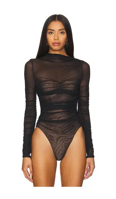SEROYA Mila Ruched Bodysuit With Asymetric Neck | Thumbnail 2 SEROYA Mila Ruched Bodysuit With Asymetric Neck | Thumbnail 2