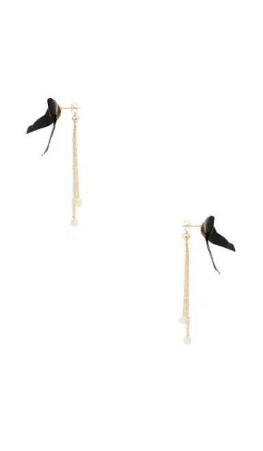 Ettika Velvet Bow Crystal Chain Earrings | Thumbnail 2
