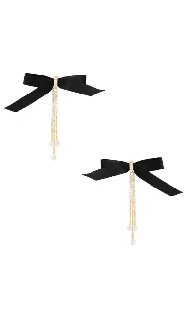 Ettika Velvet Bow Crystal Chain Earrings | Thumbnail 1