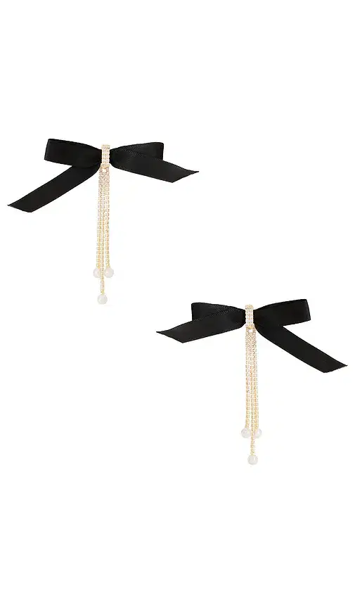 Ettika Velvet Bow Crystal Chain Earrings