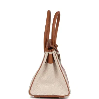 HERMÈS Hermes Shoulder Birkin Light 39 Multicolor Toile and Gold Swift Palladium Hardware | Thumbnail 3 HERMÈS Hermes Shoulder Birkin Light 39 Multicolor Toile and Gold Swift Palladium Hardware | Thumbnail 3