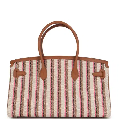 HERMÈS Hermes Shoulder Birkin Light 39 Multicolor Toile and Gold Swift Palladium Hardware | Thumbnail 4 HERMÈS Hermes Shoulder Birkin Light 39 Multicolor Toile and Gold Swift Palladium Hardware | Thumbnail 4