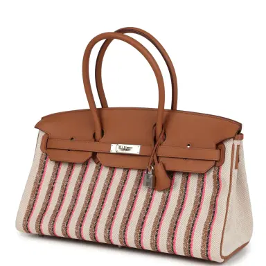 HERMÈS Hermes Shoulder Birkin Light 39 Multicolor Toile and Gold Swift Palladium Hardware | Thumbnail 5 HERMÈS Hermes Shoulder Birkin Light 39 Multicolor Toile and Gold Swift Palladium Hardware | Thumbnail 5