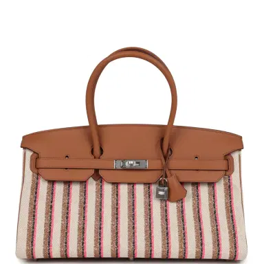 HERMÈS Hermes Shoulder Birkin Light 39 Multicolor Toile and Gold Swift Palladium Hardware | Thumbnail 1 HERMÈS Hermes Shoulder Birkin Light 39 Multicolor Toile and Gold Swift Palladium Hardware | Thumbnail 1