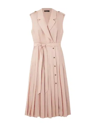 Loro Piana Bryce Belted Pleated Linen Midi Wrap Dress | Thumbnail 1 Loro Piana Bryce Belted Pleated Linen Midi Wrap Dress | Thumbnail 1