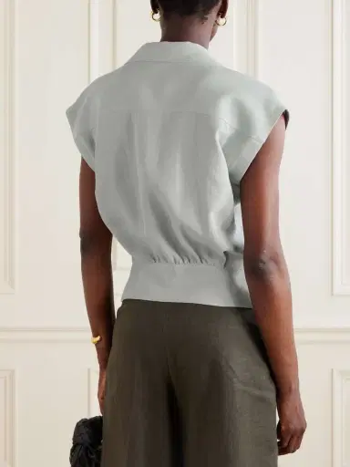 Loro Piana Evangeline Pleated Linen Shirt | Thumbnail 3