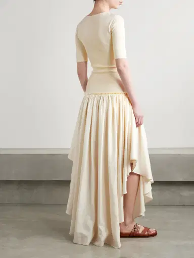 Gabriela Hearst Sirona Paneled Gathered Wool, Silk And Linen-blend Twill And Silk-jersey Maxi Dress | Thumbnail 3 Gabriela Hearst Sirona Paneled Gathered Wool, Silk And Linen-blend Twill And Silk-jersey Maxi Dress | Thumbnail 3