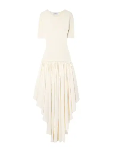 Gabriela Hearst Sirona Paneled Gathered Wool, Silk And Linen-blend Twill And Silk-jersey Maxi Dress | Thumbnail 1 Gabriela Hearst Sirona Paneled Gathered Wool, Silk And Linen-blend Twill And Silk-jersey Maxi Dress | Thumbnail 1