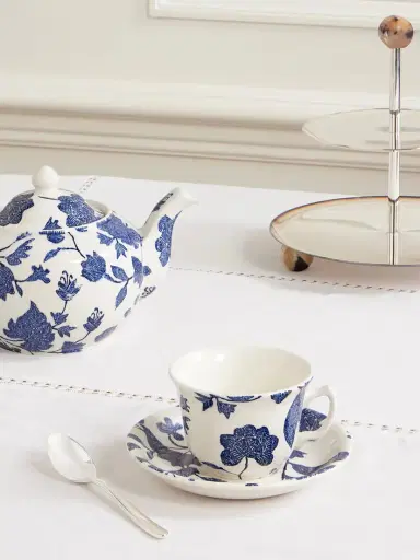 Ralph Lauren Home + Burleigh Garden Vine Floral-print Earthenware Tea Cup And Saucer | Thumbnail 2