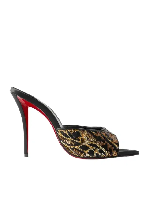 Miss Z Ocelot Lurex And Leather-trimmed Sequined Satin Mules Miss Z Ocelot Lurex And Leather-trimmed Sequined Satin Mules
