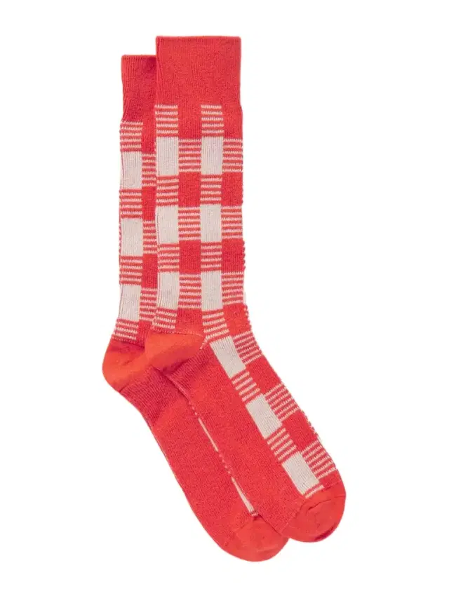 Gingham Silk And Linen-blend Socks
