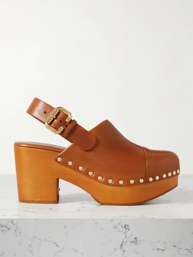 Chloé Jeannette Studded Leather Slingback Platform Clogs