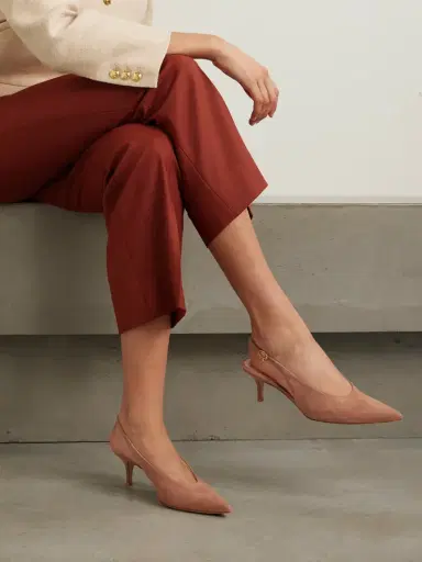 Gianvito Rossi Robbie 45 Suede Slingback Pumps | Thumbnail 2