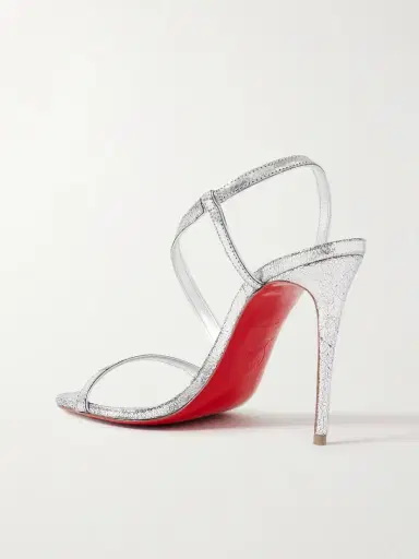Christian Louboutin Rosalie 100 Metallic Cracked-leather Slingback Sandals | Thumbnail 3
