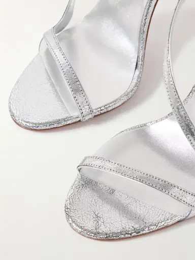 Christian Louboutin Rosalie 100 Metallic Cracked-leather Slingback Sandals | Thumbnail 4