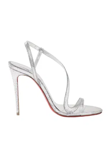 Christian Louboutin Rosalie 100 Metallic Cracked-leather Slingback Sandals | Thumbnail 1