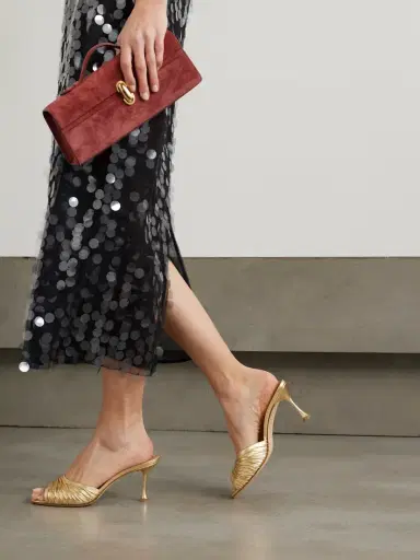 Manolo Blahnik Pirua 70 Metallic Leather Mules | Thumbnail 2