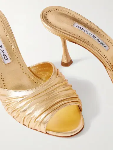 Manolo Blahnik Pirua 70 Metallic Leather Mules | Thumbnail 4