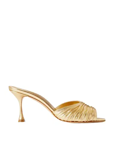 Manolo Blahnik Pirua 70 Metallic Leather Mules | Thumbnail 1