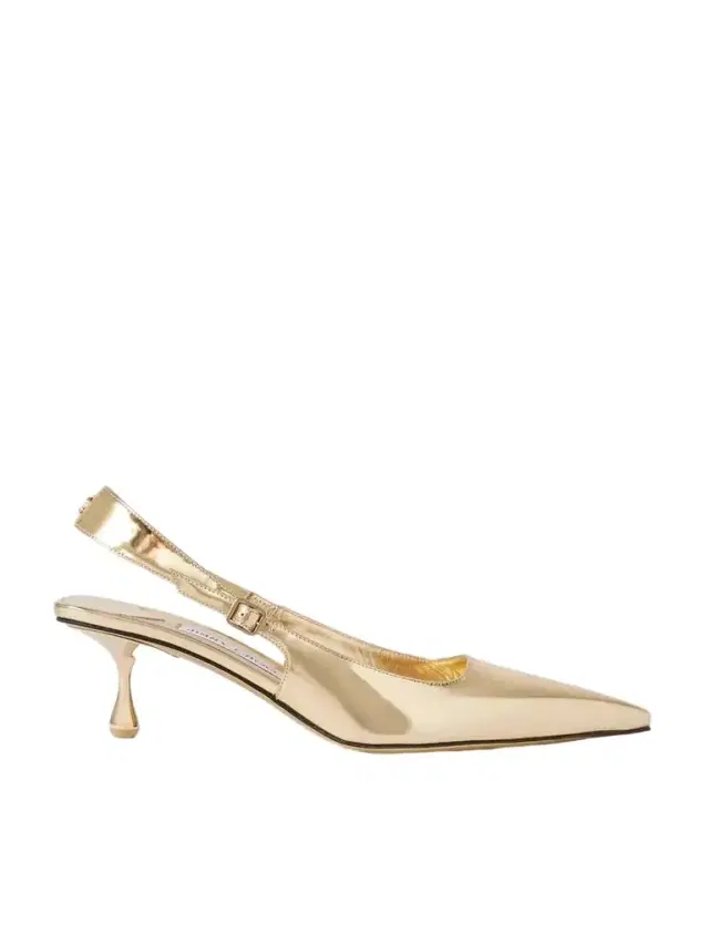 Amel 50 Logo-embellished Metallic Leather Slingback Pumps