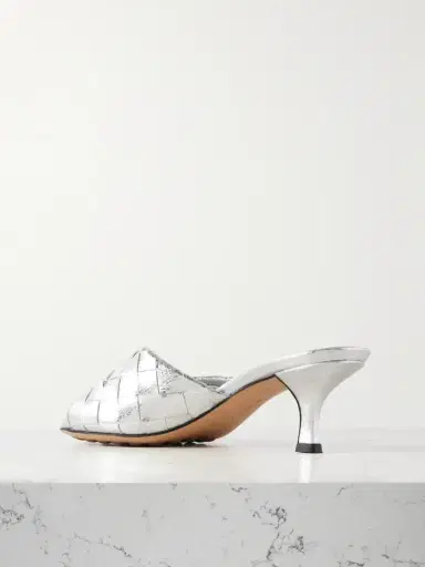 Bottega Veneta Blink Twisted Intrecciato Metallic Leather Mules | Thumbnail 3
