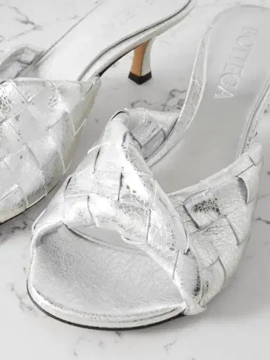 Bottega Veneta Blink Twisted Intrecciato Metallic Leather Mules | Thumbnail 4