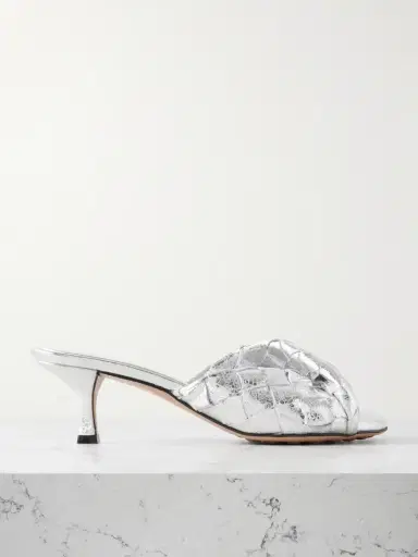 Bottega Veneta Blink Twisted Intrecciato Metallic Leather Mules | Thumbnail 1
