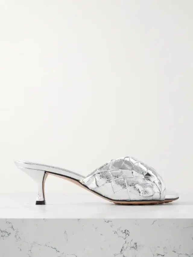 Blink Twisted Intrecciato Metallic Leather Mules
