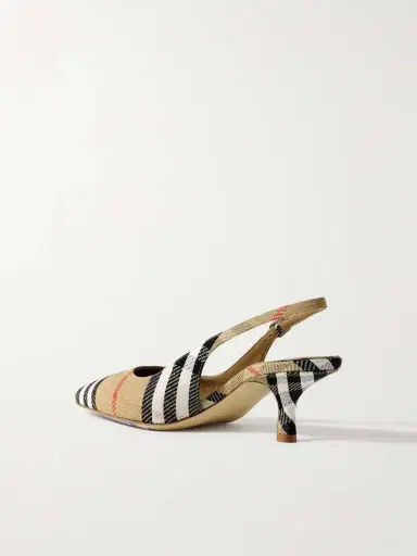 Burberry Checked Canvas-jacquard Slingback Pumps | Thumbnail 3 Burberry Checked Canvas-jacquard Slingback Pumps | Thumbnail 3
