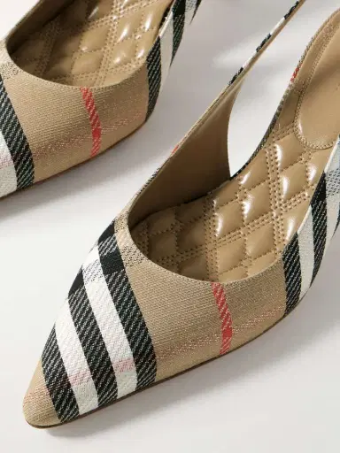 Burberry Checked Canvas-jacquard Slingback Pumps | Thumbnail 4 Burberry Checked Canvas-jacquard Slingback Pumps | Thumbnail 4