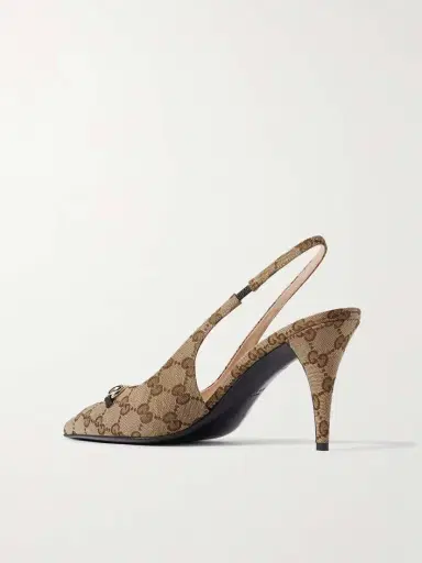 Gucci Erin Horsebit-detailed Canvas-jacquard Slingback Pumps | Thumbnail 3 Gucci Erin Horsebit-detailed Canvas-jacquard Slingback Pumps | Thumbnail 3