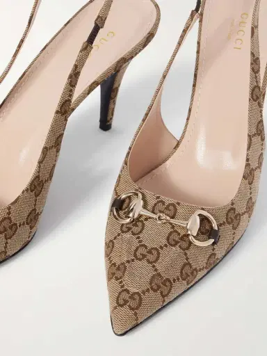 Gucci Erin Horsebit-detailed Canvas-jacquard Slingback Pumps | Thumbnail 4 Gucci Erin Horsebit-detailed Canvas-jacquard Slingback Pumps | Thumbnail 4