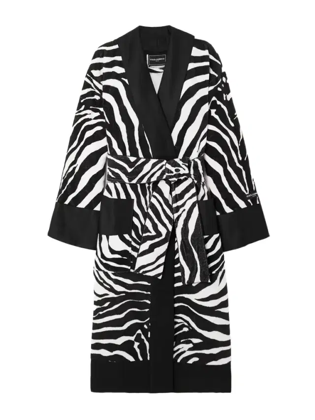 Dolce & Gabbana Belted Zebra-print Cotton-terry Robe