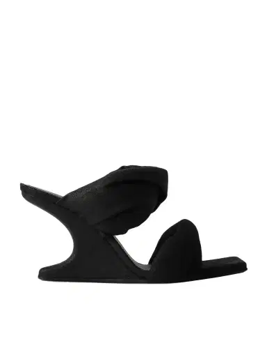 Rick Owens Twisted Cantilever Suede Wedge Mules | Thumbnail 1 Rick Owens Twisted Cantilever Suede Wedge Mules | Thumbnail 1