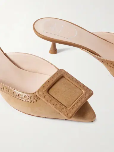 Roger Vivier Viv In The City 45 Buckled Perforated Leather-trimmed Suede Mules | Thumbnail 4 Roger Vivier Viv In The City 45 Buckled Perforated Leather-trimmed Suede Mules | Thumbnail 4