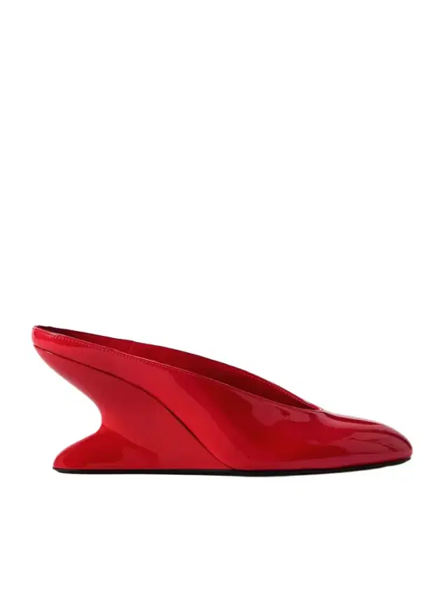 Patent-leather Wedge Mules