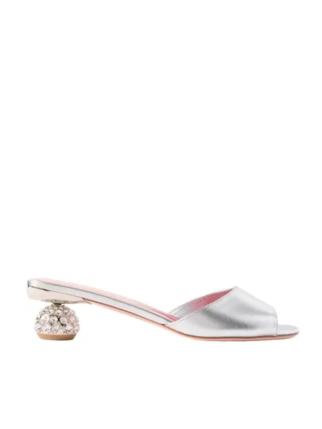 Roger Vivier Embellished Metallic Leather Mules