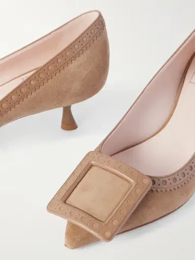 Roger Vivier Viv In The City 45 Perforated Leather-trimmed Suede Pumps | Thumbnail 4 Roger Vivier Viv In The City 45 Perforated Leather-trimmed Suede Pumps | Thumbnail 4