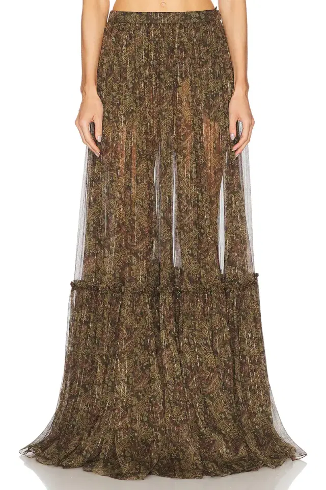 Saint Laurent Tiered Maxi Skirt