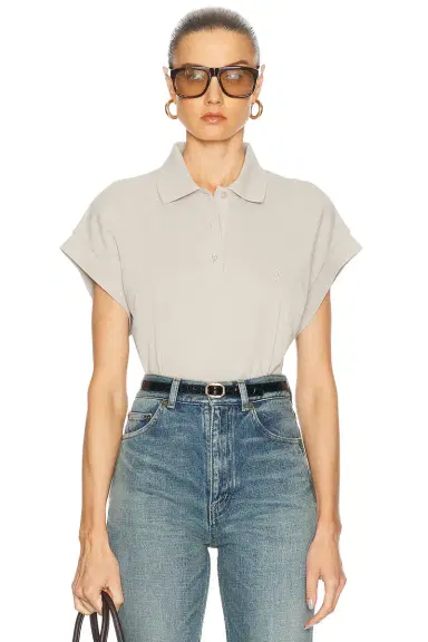 Saint Laurent Short Sleeve Polo Top | Thumbnail 1 Saint Laurent Short Sleeve Polo Top | Thumbnail 1