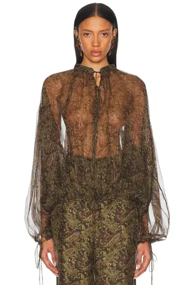Saint Laurent Tie Neck Blouse | Thumbnail 2 Saint Laurent Tie Neck Blouse | Thumbnail 2