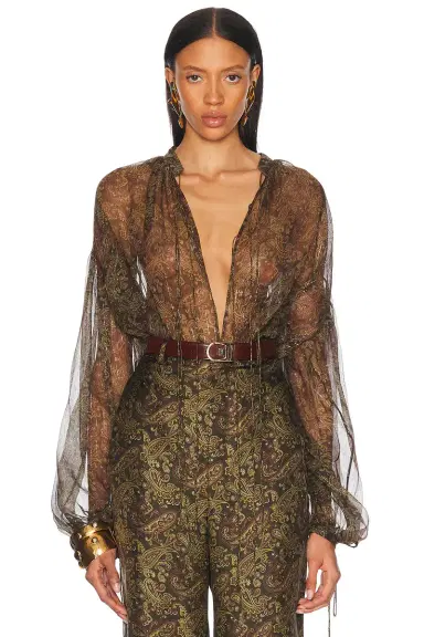 Saint Laurent Tie Neck Blouse | Thumbnail 1 Saint Laurent Tie Neck Blouse | Thumbnail 1