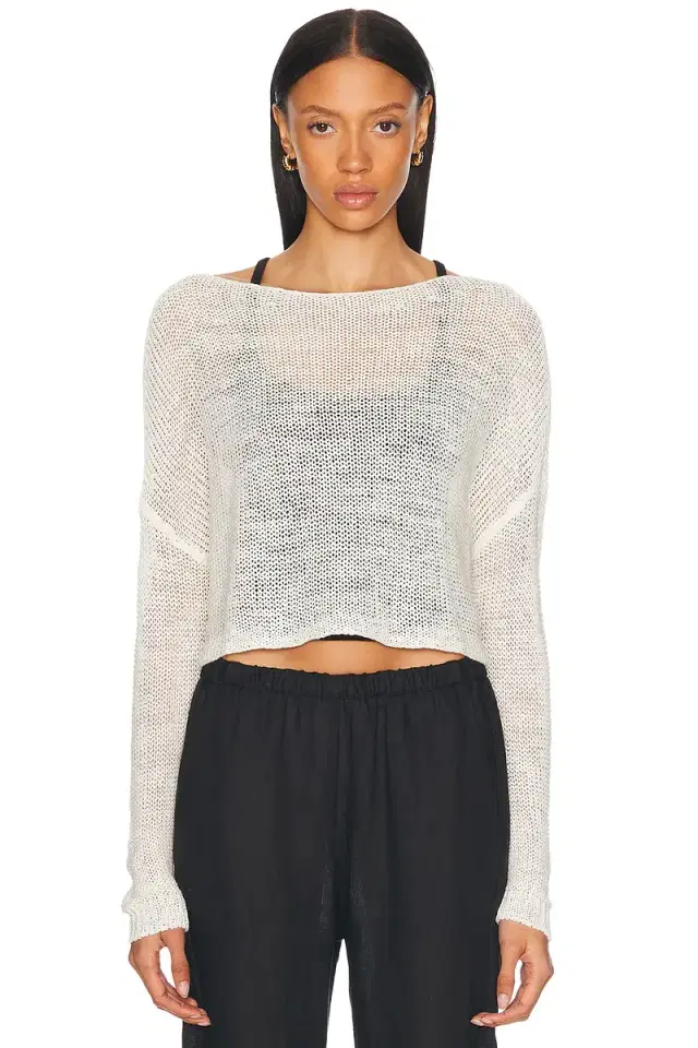 Enza Costa Linen Open Knit Bateau Sweater