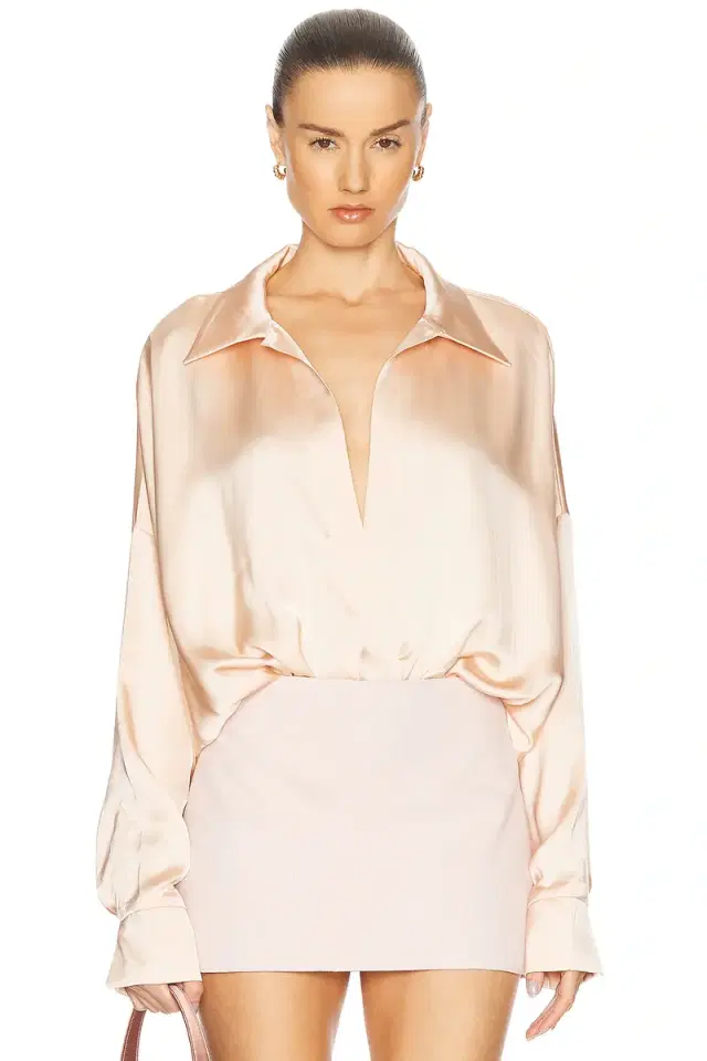 Norma Kamali Super Oversized Boyfriend Shirt Bodysuit