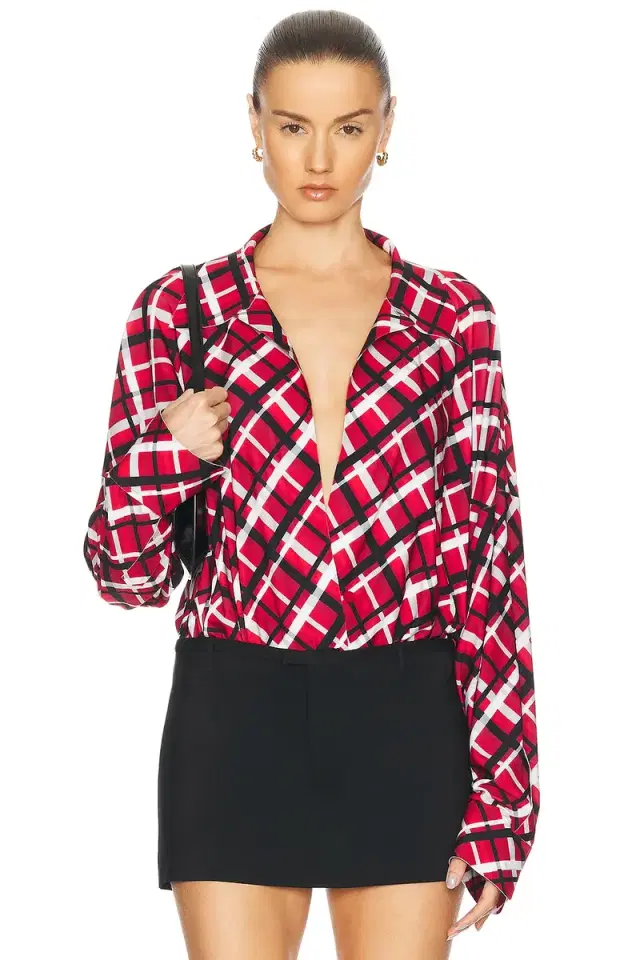 Norma Kamali Super Oversized Boyfriend Shirt Bodysuit