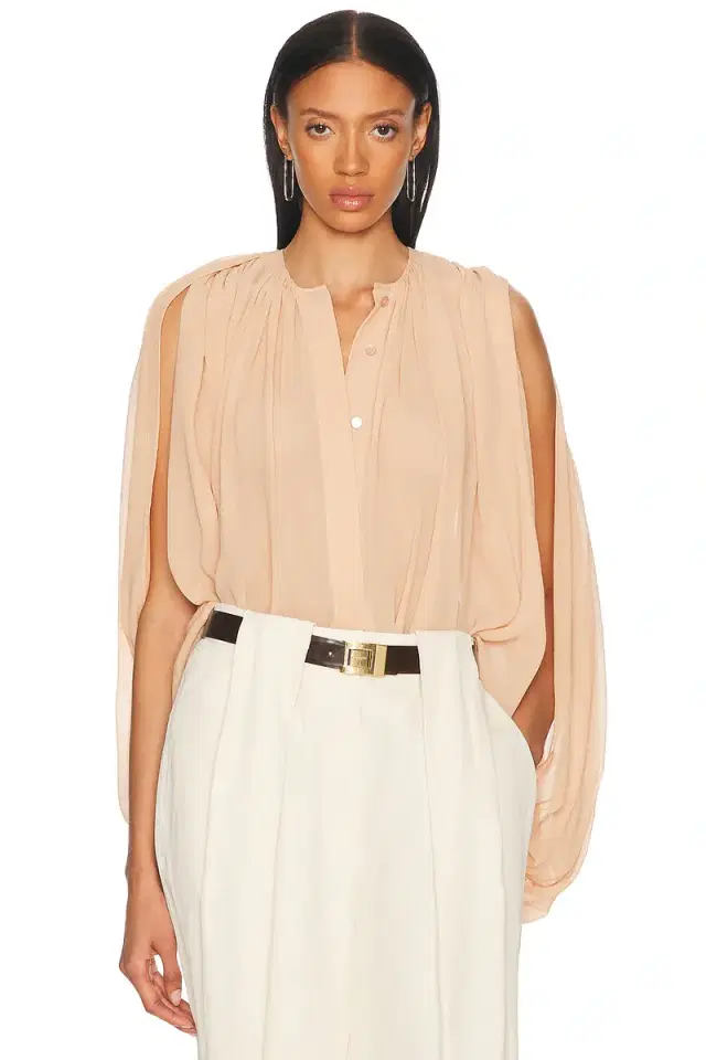 Stella McCartney Creponne Drape Crew Blouse