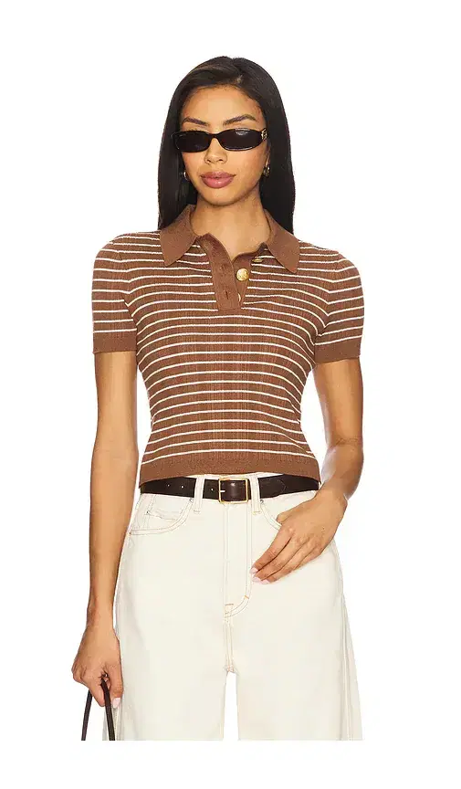 Camelia Stripe Short Sleeve Polo