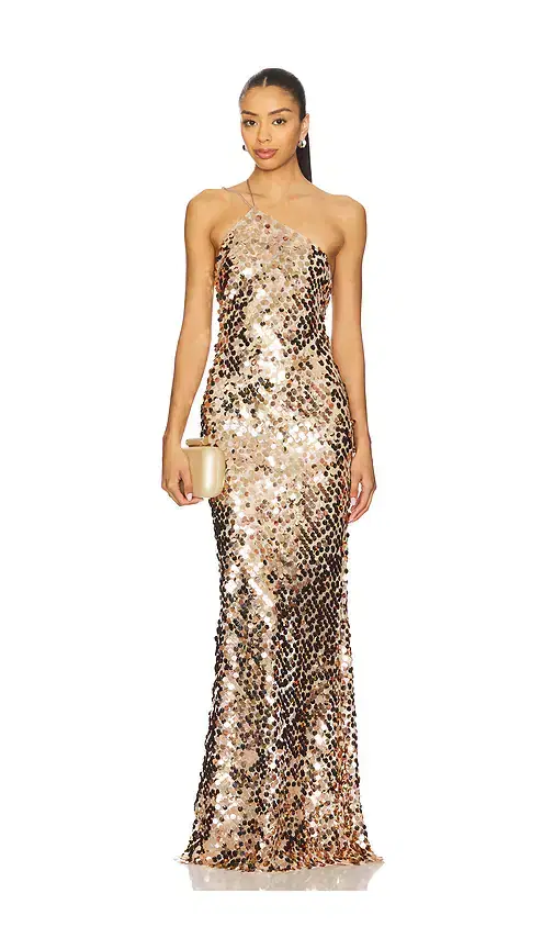 Paillette One Shoulder Gown