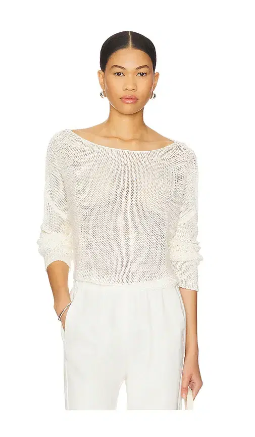 Enza Costa Linen Open Knit Bateau Sweater